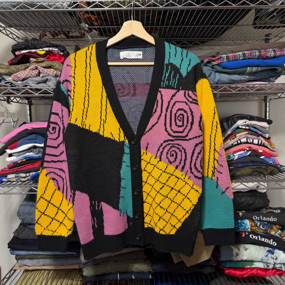 Disney Cardigan Womens XS Multicolor Nightmare Before Christmas Sally Patchwork